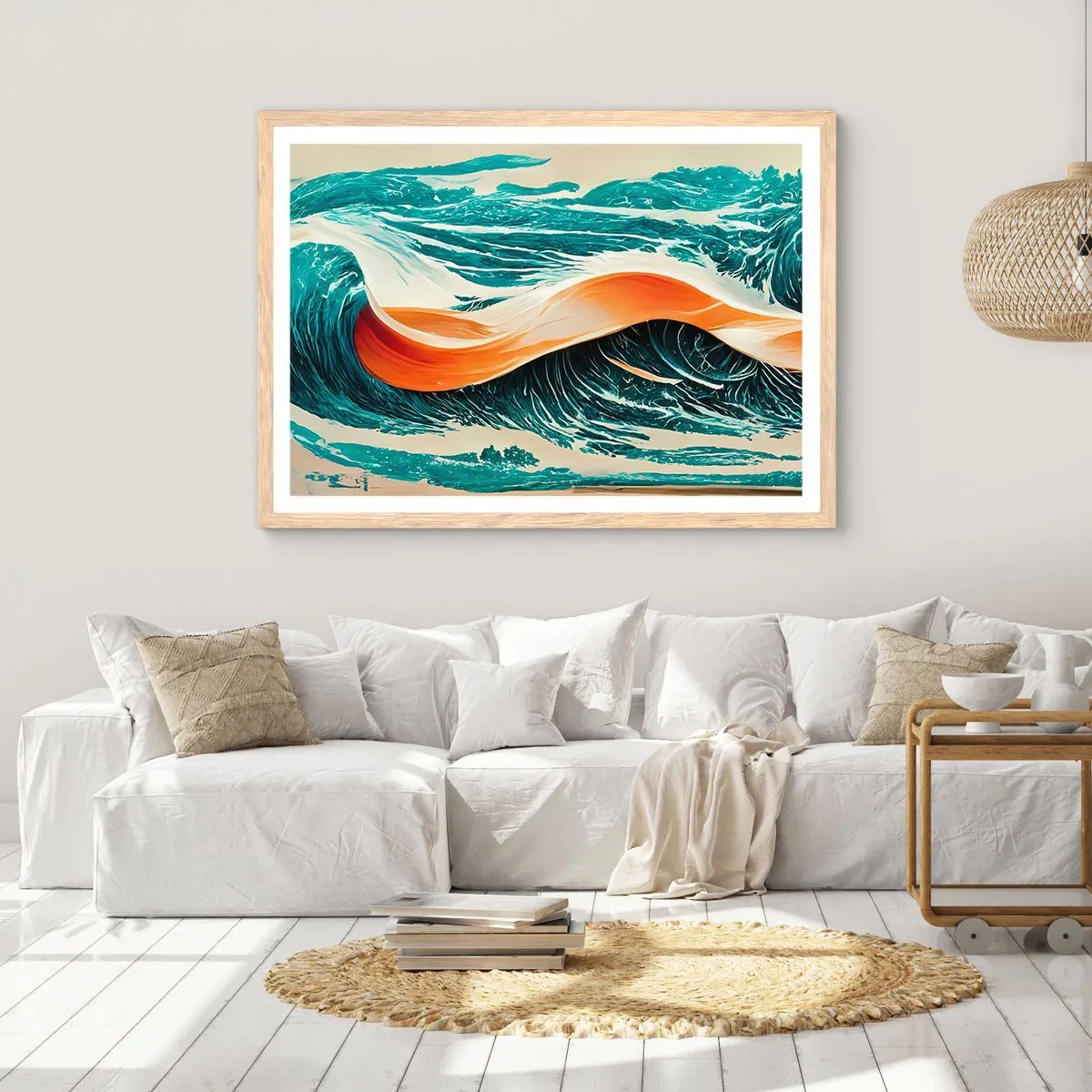 Póster en marco roble claro - El sueño de un surfista - 100x70 cm