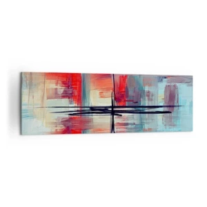Cuadro sobre lienzo - Impresión de Imagen - Una composición abstracta con colores intensos, líneas y formas geométricas. - 160x50cm - Paisaje en una dimensión desconocida - Decoración de pared moderna para salón y dormitorio ARTTOR
