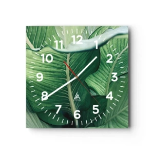 Reloj de pared - Reloj de vidrio - Vida intensamente verde - 40x40 cm