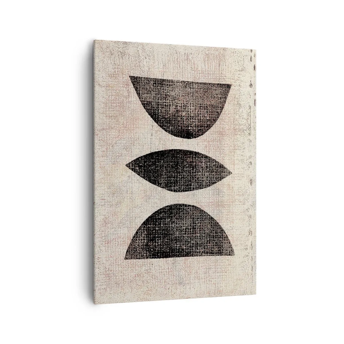 Cuadro sobre lienzo - Impresión de Imagen - Formas étnicas en tonos oscuros sobre un fondo claro. - 70x100cm - Abstracción étnica - Decoración de pared moderna para salón y dormitorio ARTTOR