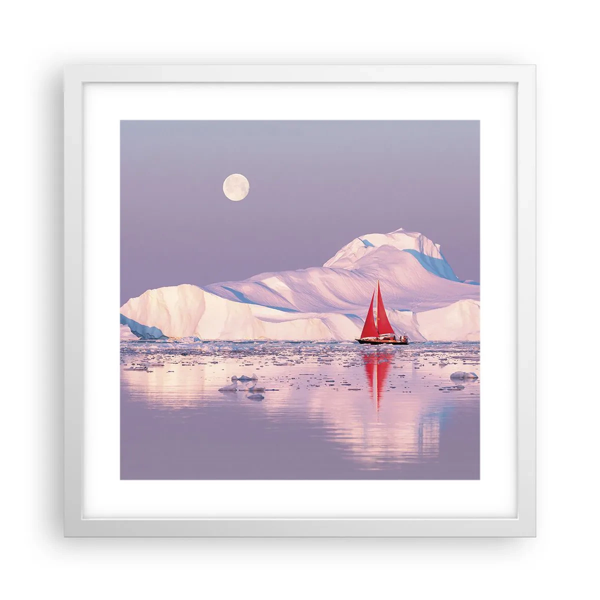 Póster en marco blanco - El calor de la vela, el frío del hielo - 40x40 cm