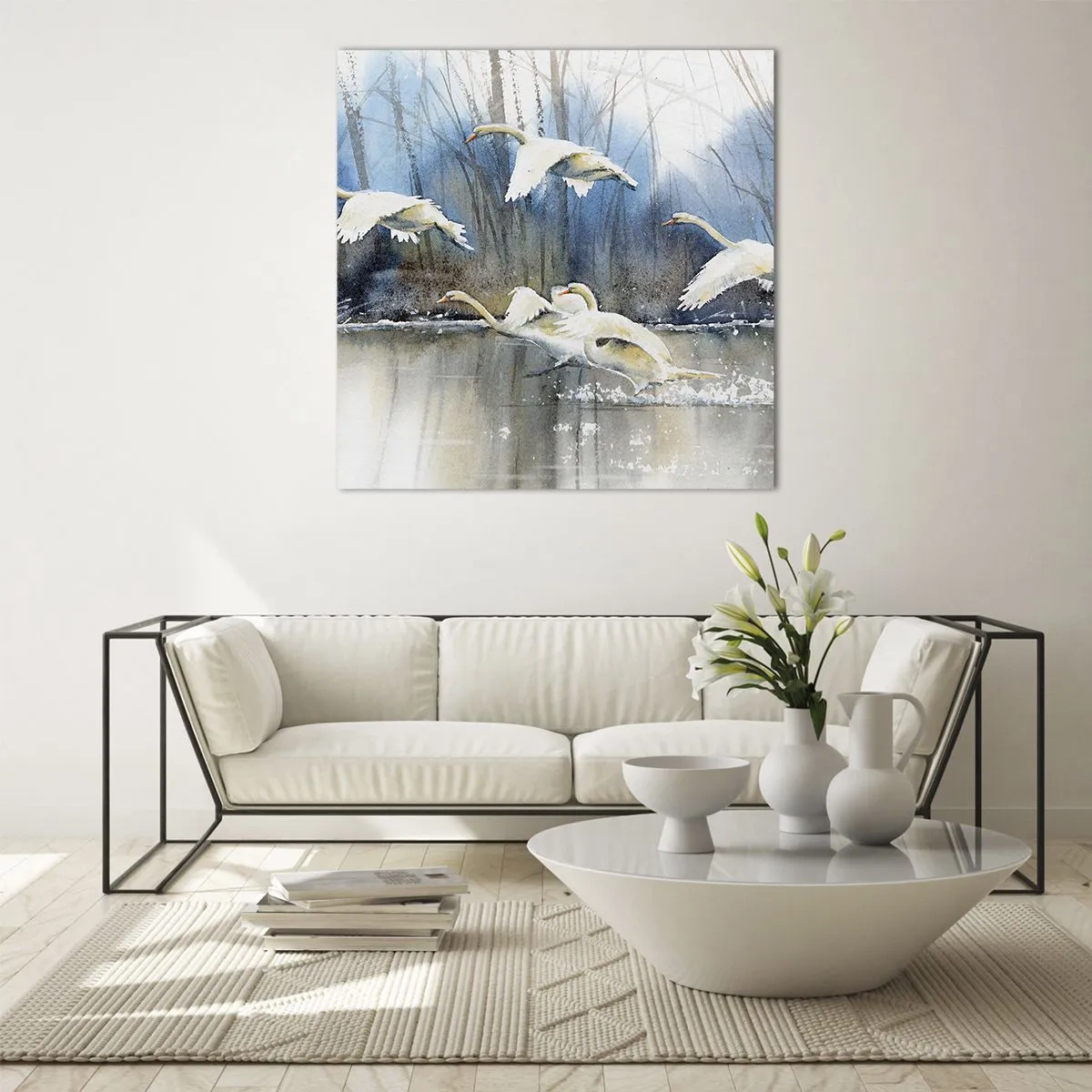 Cuadro sobre vidrio - Impresiones sobre Vidrio - Como en un cuento de cisnes salvajes - 60x60 cm