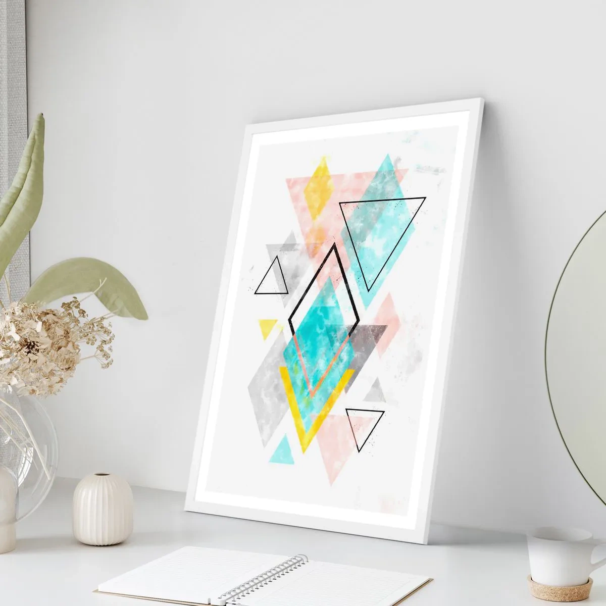 Póster en marco blanco - Un juego geométrico - 61x91 cm