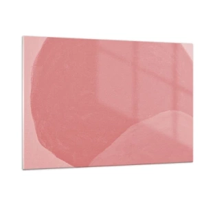Cuadro sobre vidrio - Impresiones sobre Vidrio - Una forma abstracta en tonos rosa y colores pastel. - 120x80cm - Composición orgánica en rosa - Decoración de pared moderna para salón y dormitorio ARTTOR