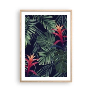 Póster en marco roble claro - Encender el color verde - 50x70 cm