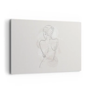 Cuadro sobre lienzo - Impresión de Imagen - Un boceto minimalista de una silueta femenina sobre un fondo claro. - 100x70cm - Como un cuerpo sensible - Decoración de pared moderna para salón y dormitorio ARTTOR