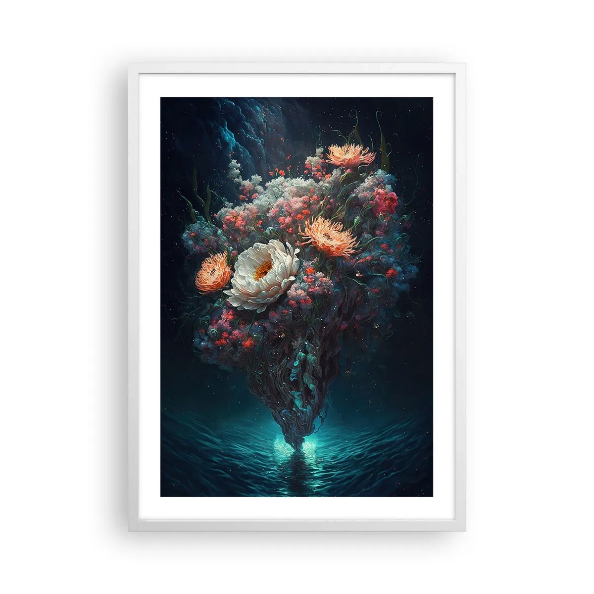 Póster en marco blanco - Extraño jardín - 50x70 cm