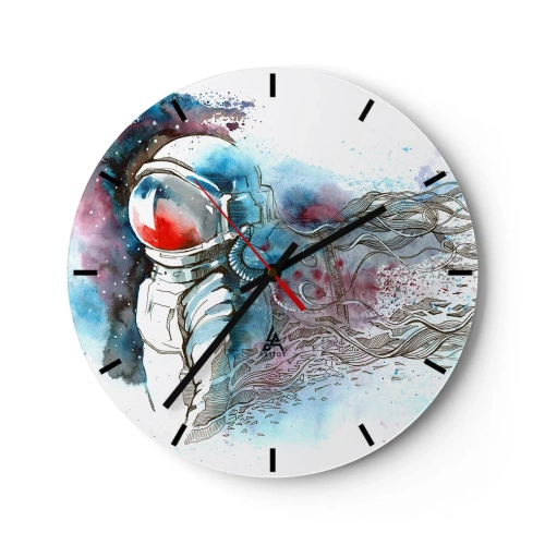 Reloj de pared - Reloj de vidrio - Astronauta en el espacio - 30x30cm - A solas con el cosmos - Decoración de pared moderna para salón, cocina y dormitorio ARTTOR
