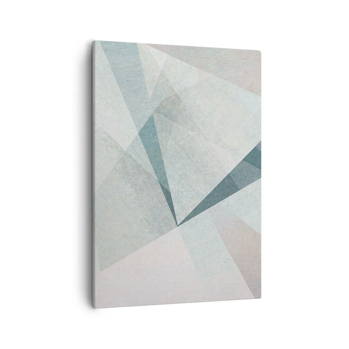 Cuadro sobre lienzo - Impresión de Imagen - Formas geométricas en tonos pastel de azul y gris. - 50x70cm - Tranquilo pero dinámico - Decoración de pared moderna para salón y dormitorio ARTTOR