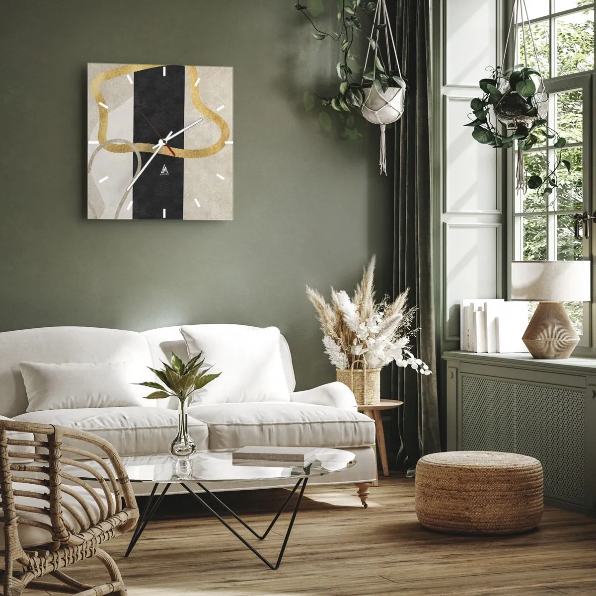 Reloj de pared - Reloj de vidrio - Formas en bucle - 40x40 cm