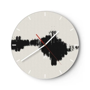 Reloj de pared - Reloj de vidrio - Pincelada negra sobre un fondo claro en estilo abstracto - 30x30cm - Vibraciones de la imaginación - Decoración de pared moderna para salón, cocina y dormitorio ARTTOR