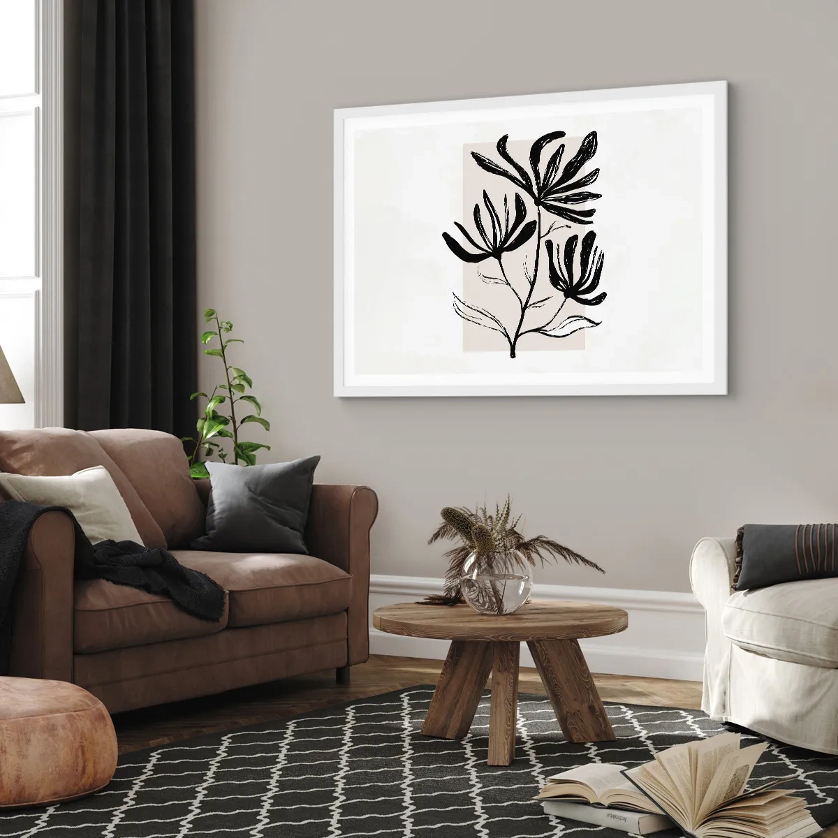 Póster en marco blanco - Esbozo para un herbario - 50x40 cm
