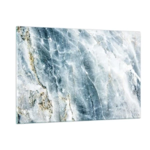 Cuadro sobre vidrio - Impresiones sobre Vidrio - Textura abstracta de mármol de hielo en tonos azules y blancos. - 120x80cm - El mundo de hielo - Decoración de pared moderna para salón y dormitorio ARTTOR