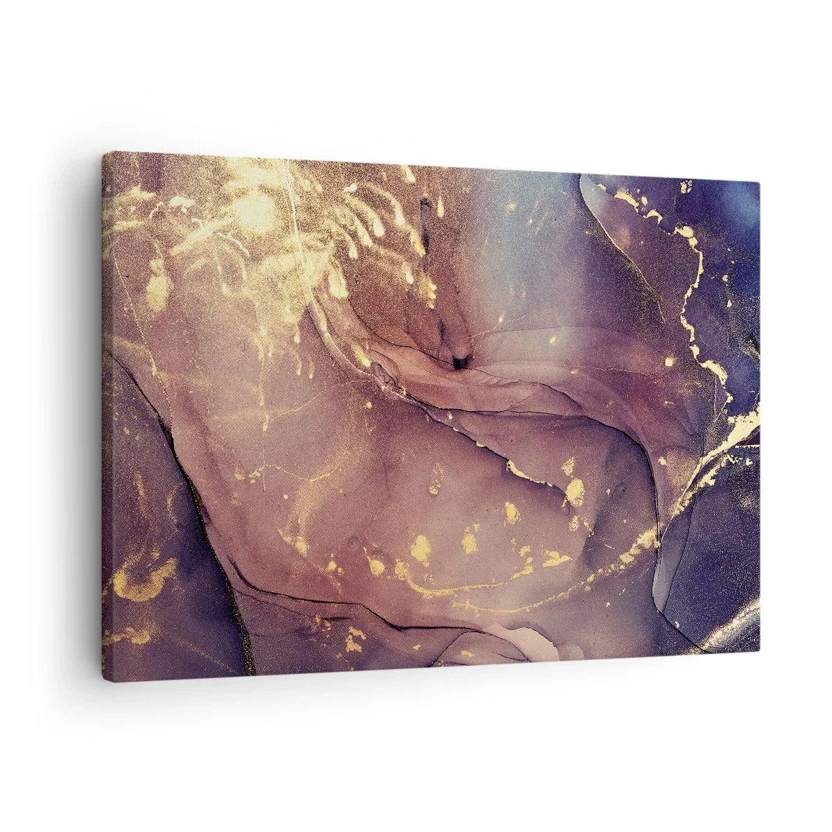 Cuadro sobre lienzo - Impresión de Imagen - Composición abstracta con tonos dorados y morados. - 70x50cm - Materia y espíritu - Decoración de pared moderna para salón y dormitorio ARTTOR