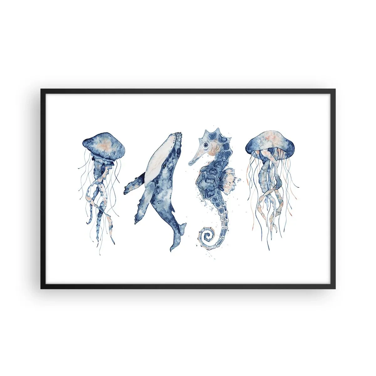 Póster en marco negro - Fauna marina - 91x61 cm