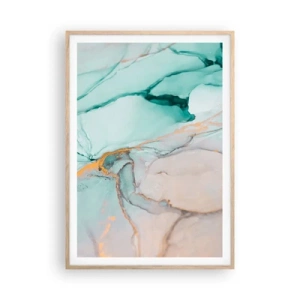 Póster en marco roble claro - Danza de formas y colores - 70x100 cm