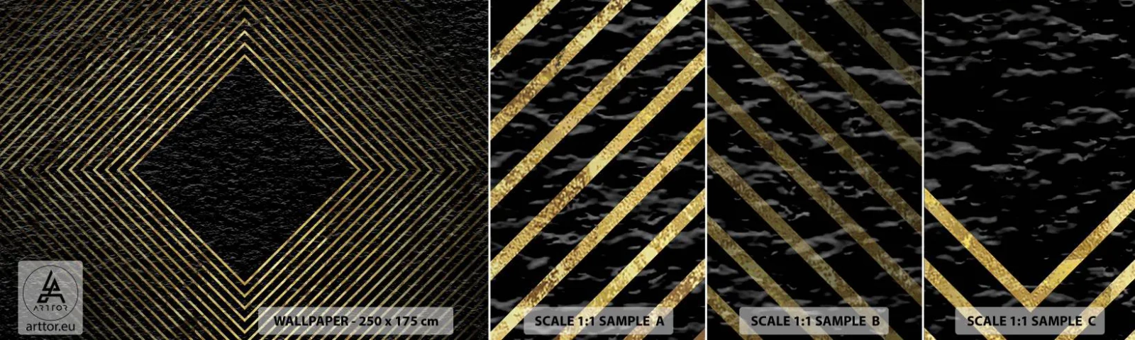 Muestra De Fotomural Standard Eco - Geometría al estilo glamour - Arte deco, Moderno, Glamour - 100x30 cm