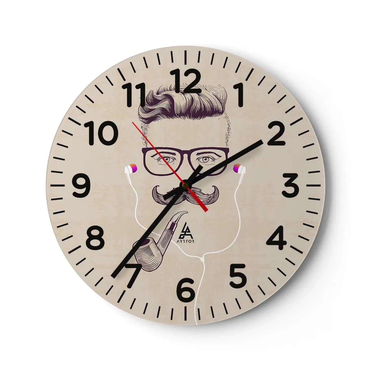 Reloj de pared - Reloj de vidrio - Moda masculina - 40x40 cm