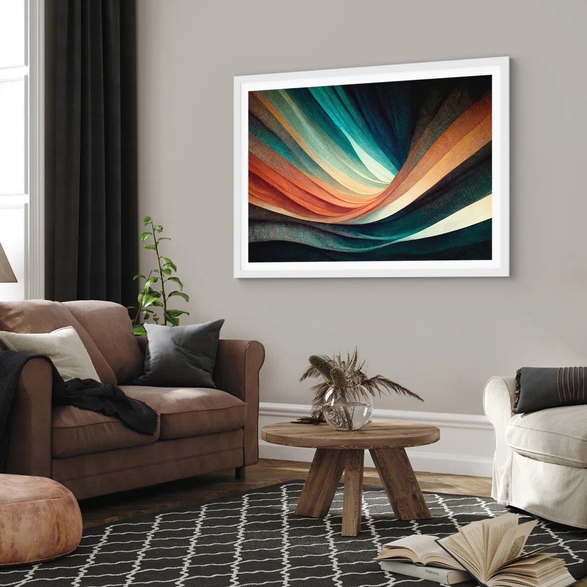 Póster en marco blanco - Tejido de colores - 70x50 cm