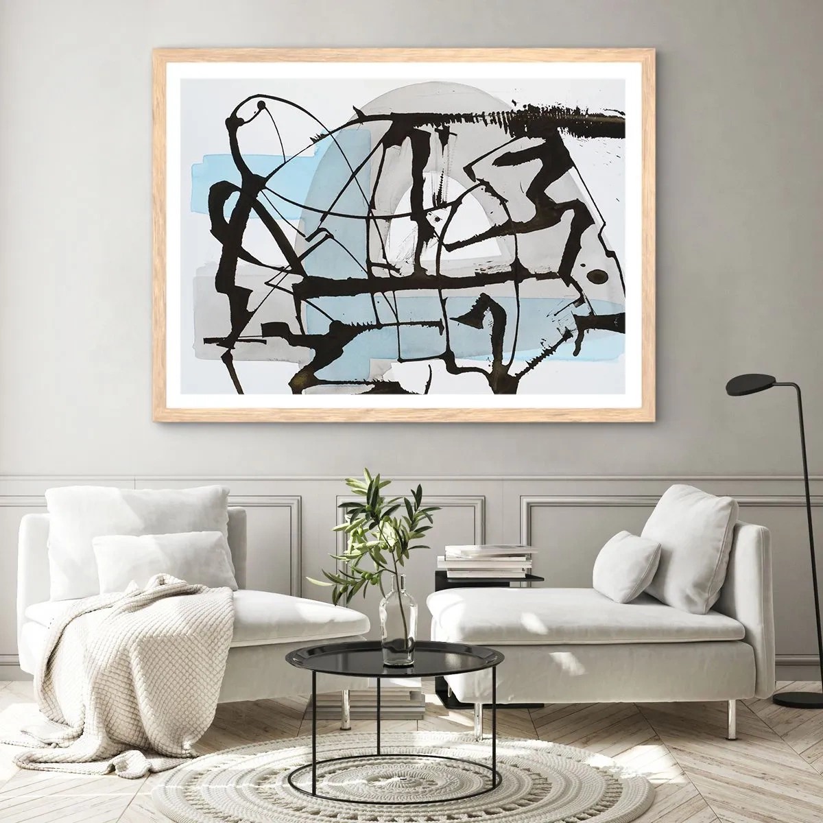 Póster en marco roble claro - Azul a pesar de todo - 100x70 cm