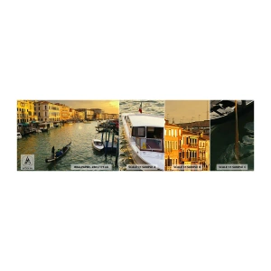 Muestra de fotomural autoadhesivo Deluxe Sticker - En el lado soleado de la calle - Ciudad, Venecia, Italia - 100x30 cm