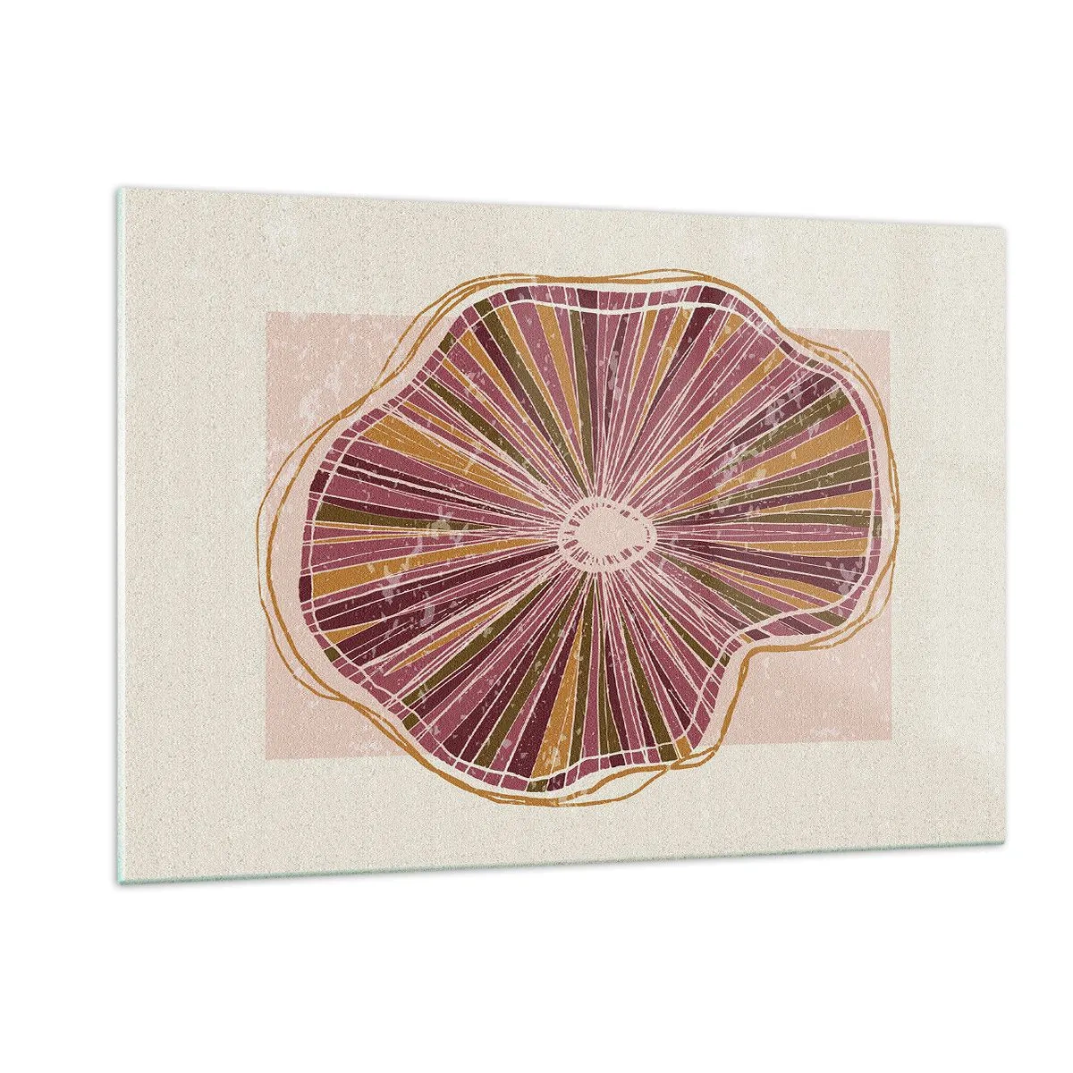 Cuadro sobre vidrio - Impresiones sobre Vidrio - Una forma orgánica radiante en tonos rosa y marrón. - 120x80cm - Abstracción radiante - Decoración de pared moderna para salón y dormitorio ARTTOR