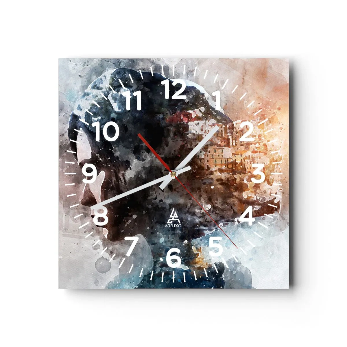Reloj de pared - Reloj de vidrio - Una historia sobre una niña con una ciudad de fondo - 40x40 cm
