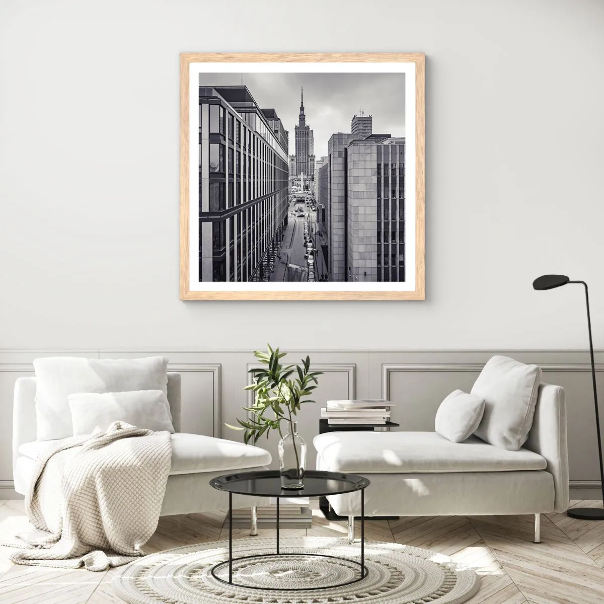 Póster en marco roble claro - Valle de Varsovia - 40x40 cm