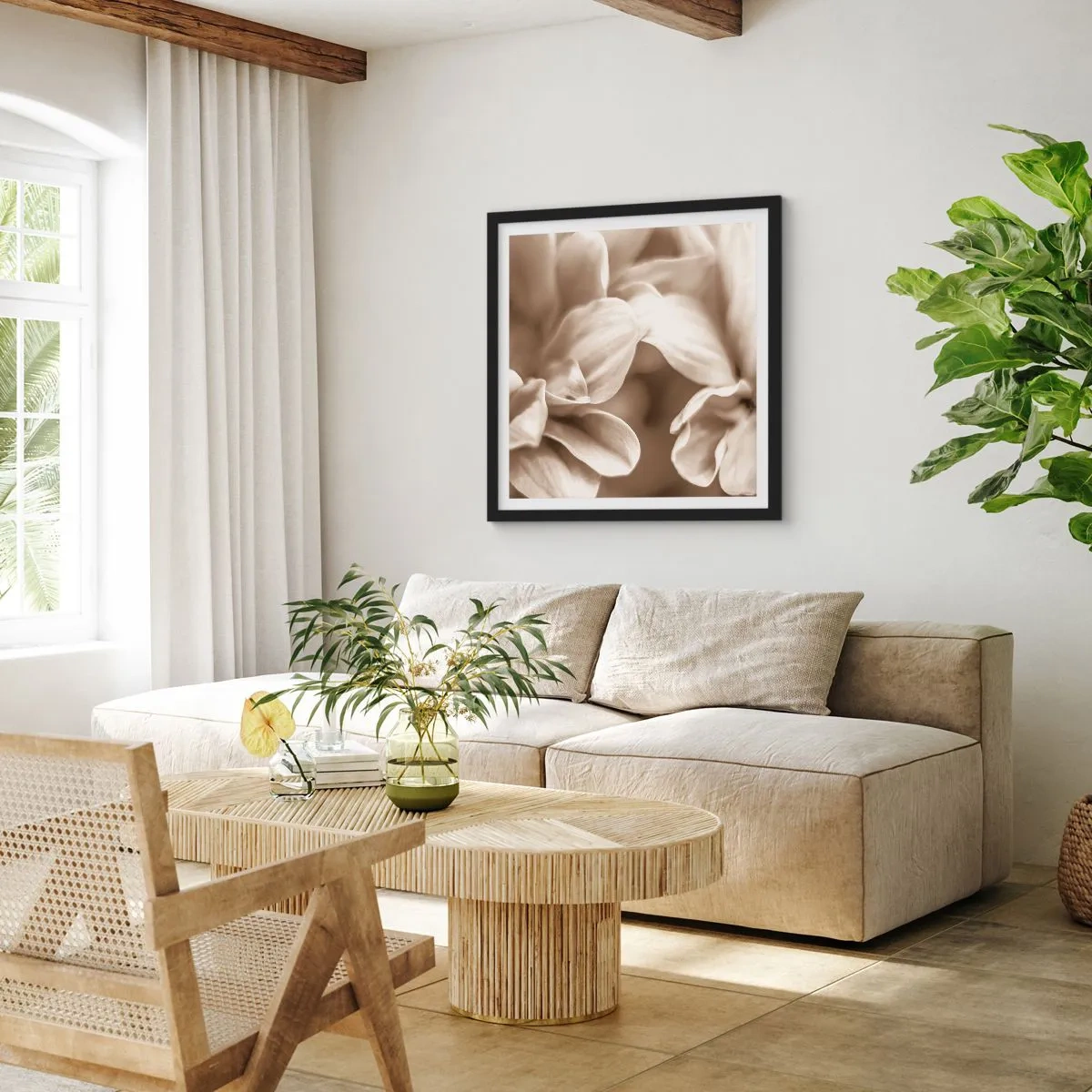 Póster en marco negro - Suave como una sonrisa - 30x30 cm