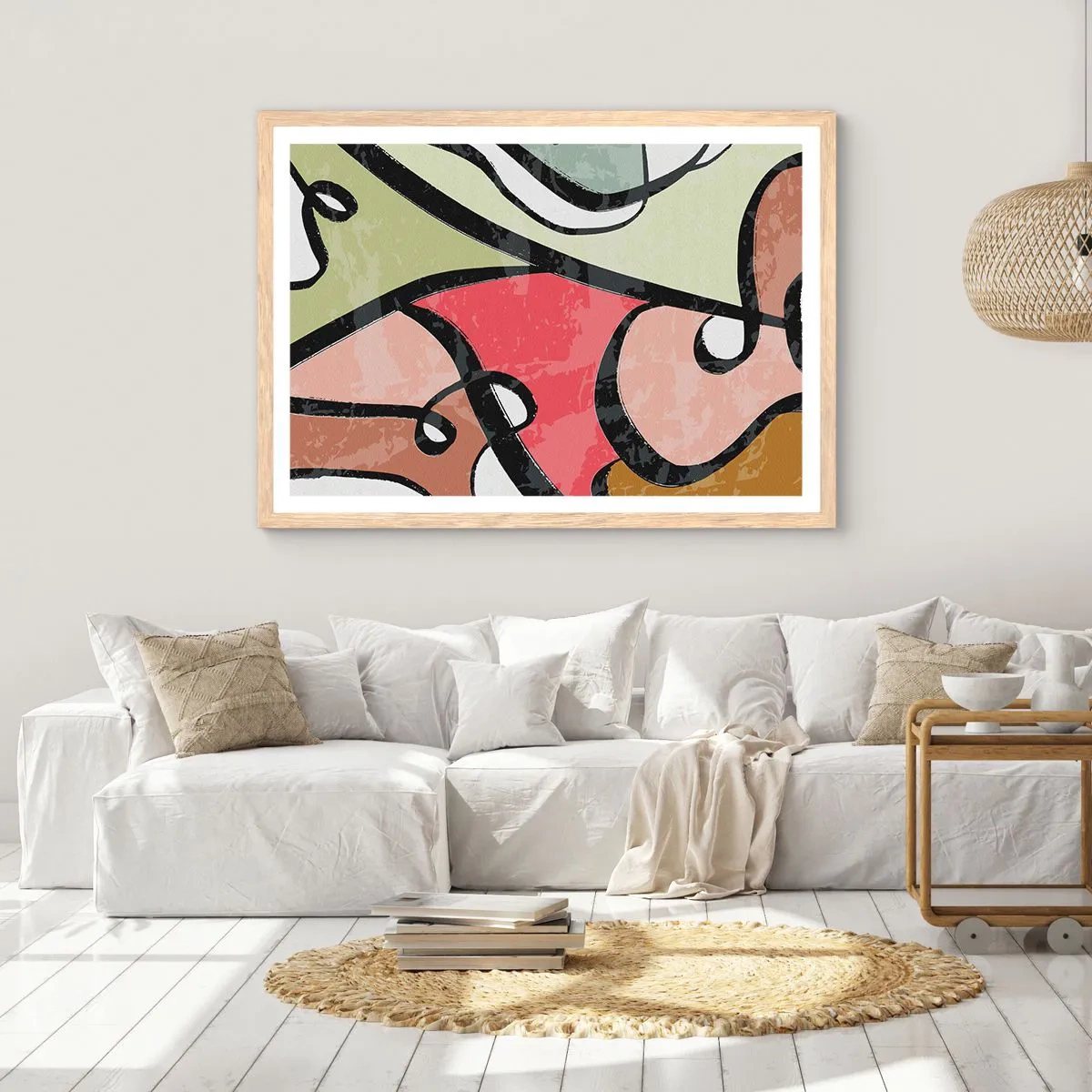 Póster en marco roble claro - Piruetas entre colores - 40x30 cm