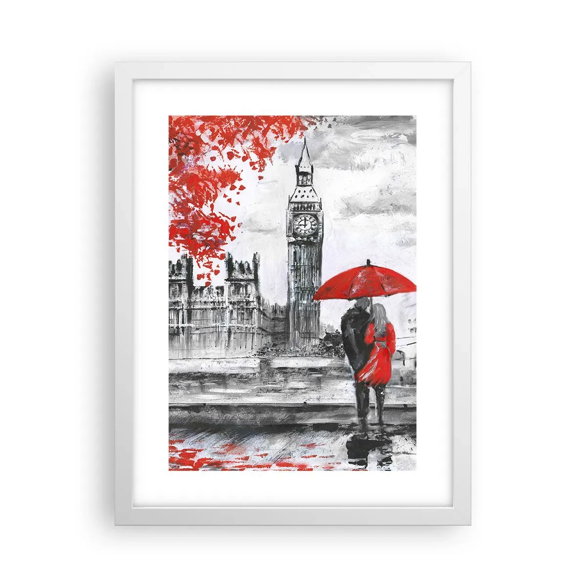 Póster en marco blanco - Londres enamora - 30x40 cm