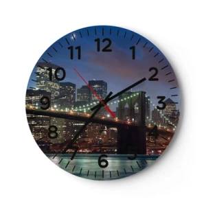 Reloj de pared - Reloj de vidrio - Una noche iluminada - 30x30 cm