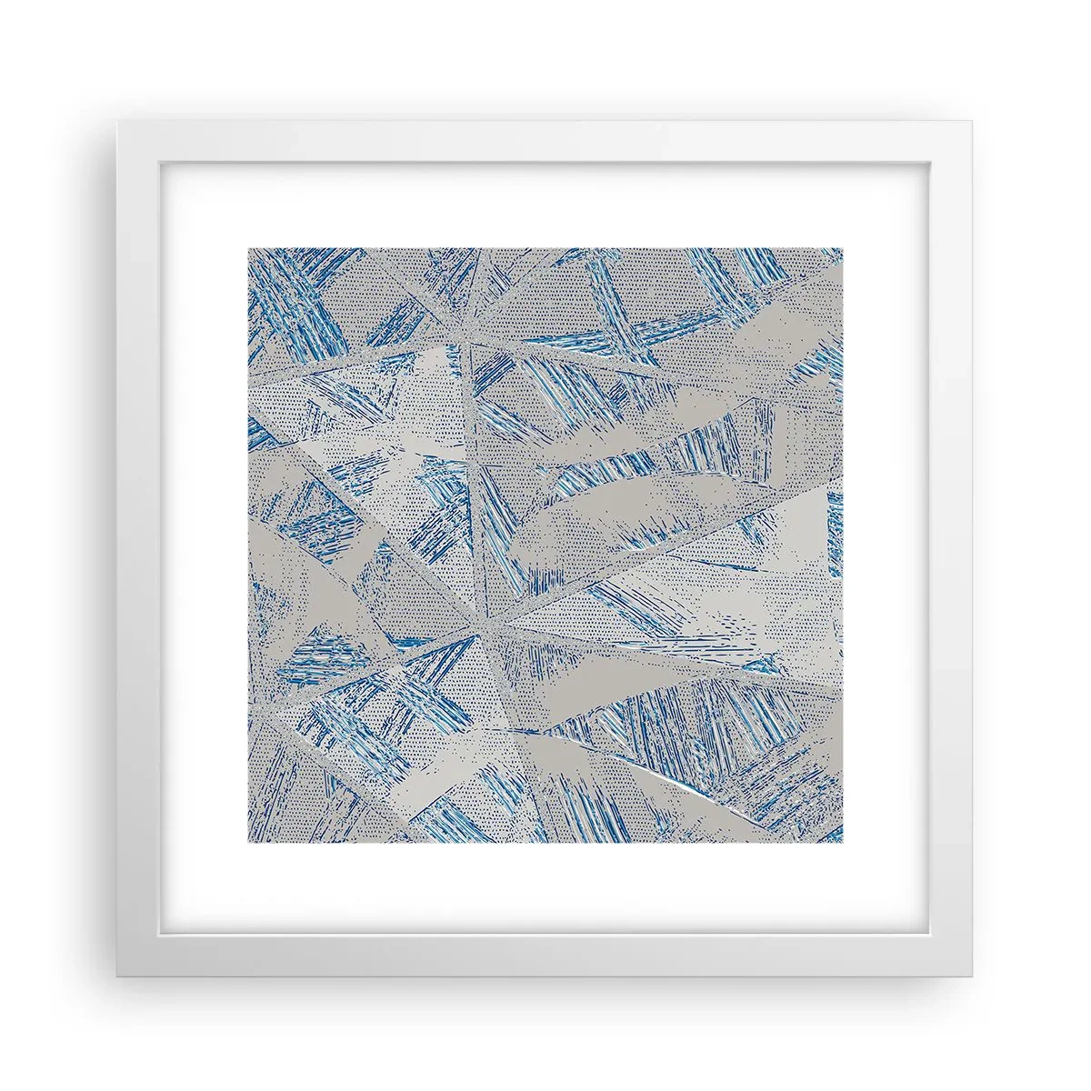 Póster en marco blanco - En un laberinto gris azulado - 30x30 cm