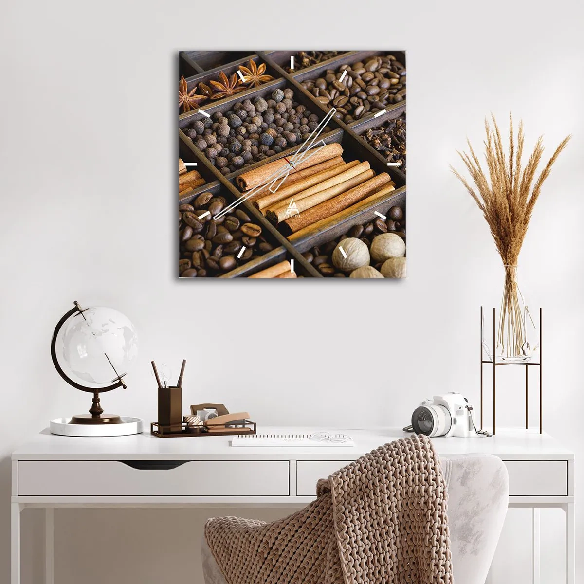 Reloj de pared - Reloj de vidrio - Un tesoro de aromas - 40x40 cm