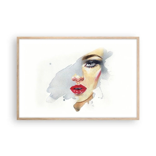 Póster en marco roble claro - Reflejo en una gota de agua - 91x61 cm