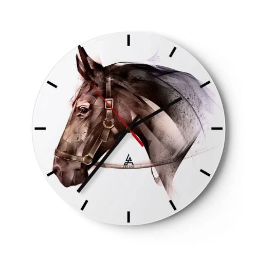 Reloj de pared - Reloj de vidrio - Un retrato artísticamente representado de un caballo sobre un fondo claro. - 30x30cm - Elegancia - Decoración de pared moderna para salón, cocina y dormitorio ARTTOR