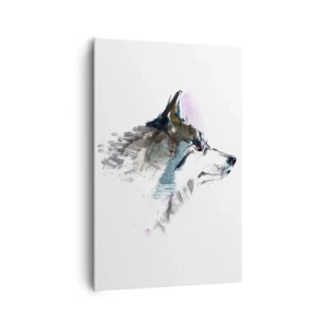 Cuadro sobre lienzo - Impresión de Imagen - Lobo de acuarela en estilo minimalista. - 80x120cm - Habla del lobo si lo ves - Decoración de pared moderna para salón y dormitorio ARTTOR