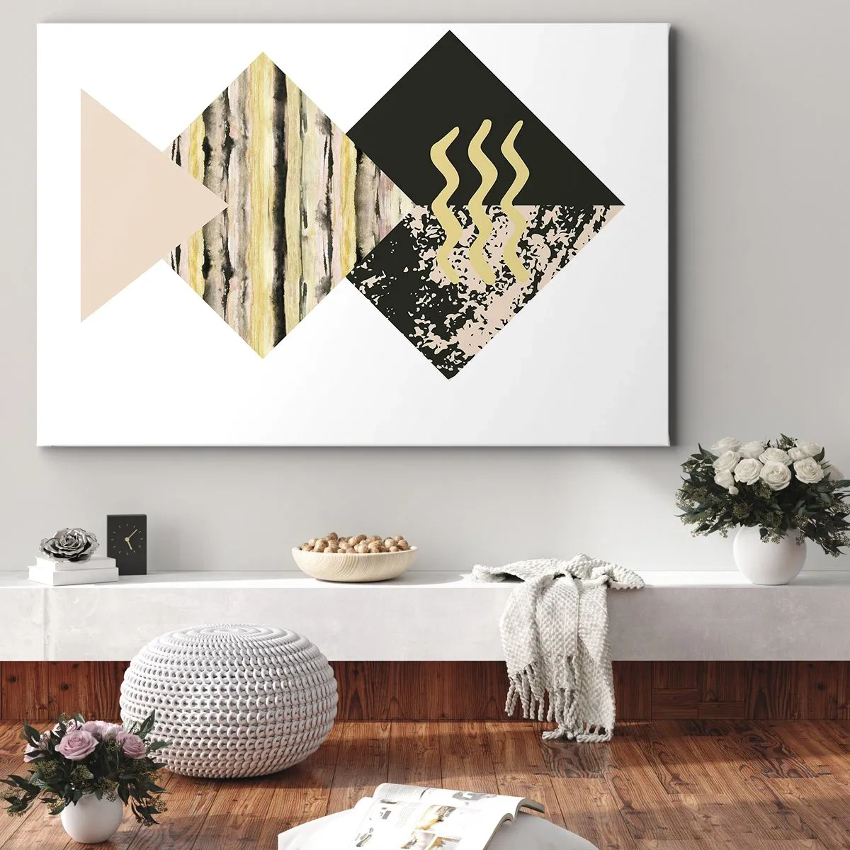 Cuadro sobre lienzo - Impresión de Imagen - Formas geométricas con patrones abstractos - 70x50cm - No es tan sencillo - Decoración de pared moderna para salón y dormitorio ARTTOR
