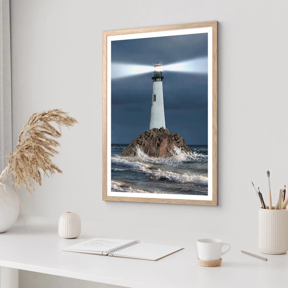 Póster en marco roble claro - ¡Aquí... aquí... aquí! - 50x70 cm