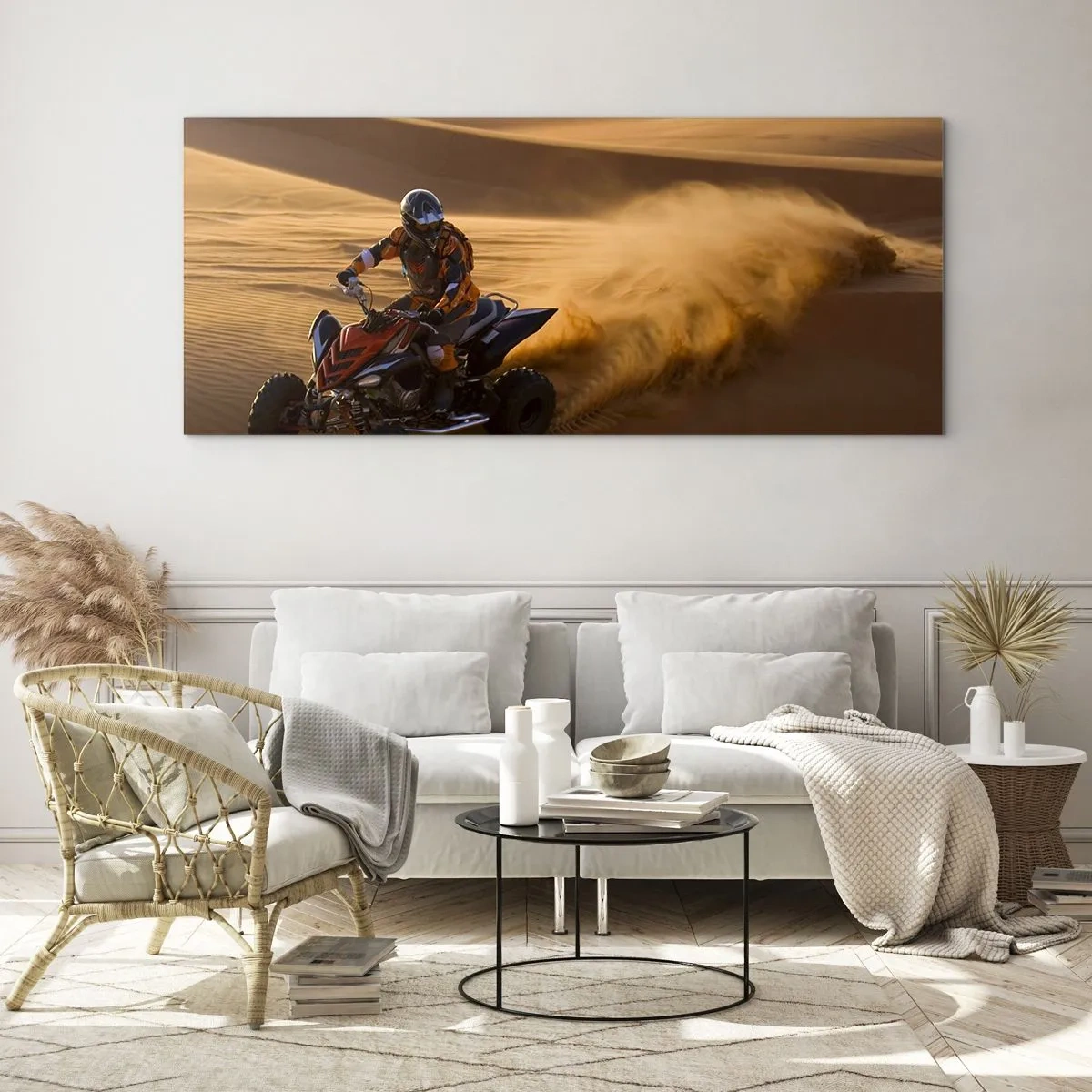 Cuadro sobre vidrio - Impresiones sobre Vidrio - Sobre las olas de la arena - 100x40 cm