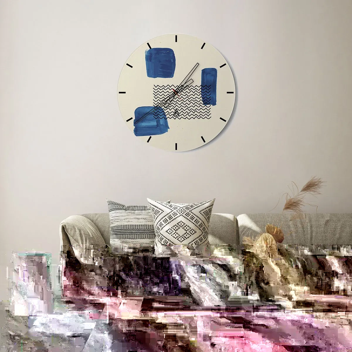 Reloj de pared - Reloj de vidrio - Un cuarteto abstracto - 40x40 cm