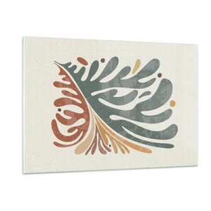 Cuadro sobre vidrio - Impresiones sobre Vidrio - Hoja abstracta en colores cálidos - 120x80cm - Hoja multicolor - Decoración de pared moderna para salón y dormitorio ARTTOR