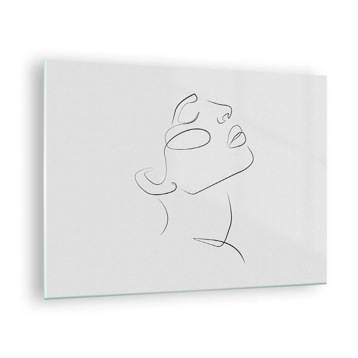 Cuadro sobre vidrio - Impresiones sobre Vidrio - Boceto de contorno del rostro de una mujer mirando hacia arriba - 70x50cm - Meandros de un sueño - Decoración de pared moderna para salón y dormitorio ARTTOR