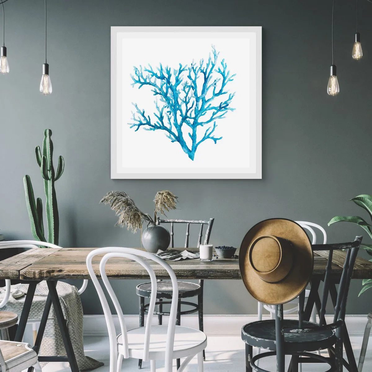 Póster en marco blanco - Filigrana marina - 30x30 cm