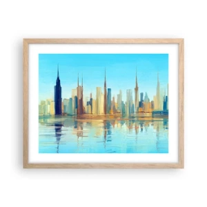 Póster en marco roble claro - Metrópolis soleada - 50x40 cm