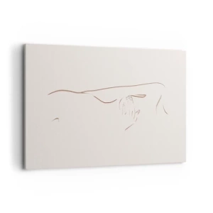 Cuadro sobre lienzo - Impresión de Imagen - Un dibujo lineal sutil de una silueta sobre un fondo claro. - 100x70cm - La forma del deseo - Decoración de pared moderna para salón y dormitorio ARTTOR