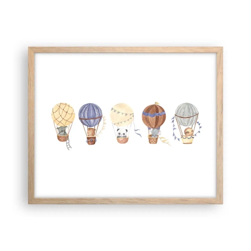 Póster en marco roble claro - Amigos de viaje - 50x40 cm