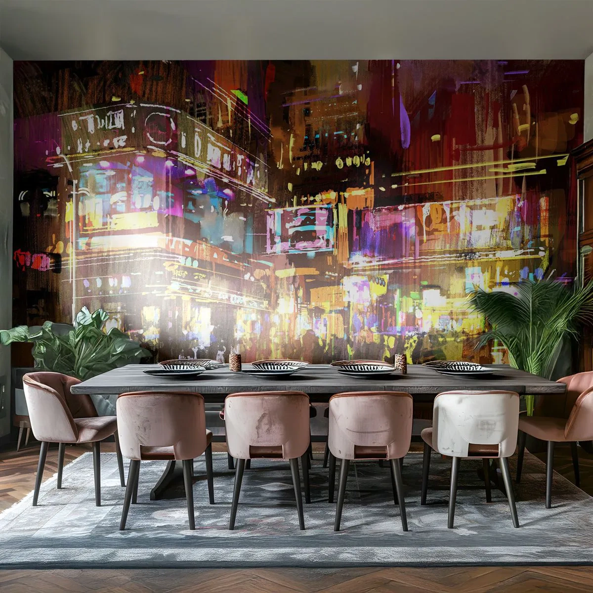 Fotomural Autadhesivo Deluxe Sticker - En un mar de luz - Ciudad, Arquitectura, La vida nocturna - 150x105 cm