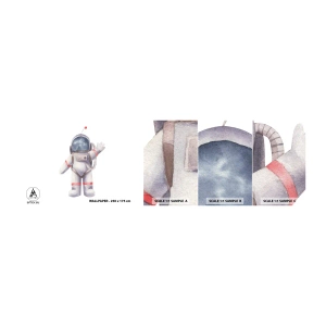 Muestra de fotomural autoadhesivo Deluxe Sticker - Esto es todo por ahora - Astronauta, Para niños, Minimalismo - 100x30 cm