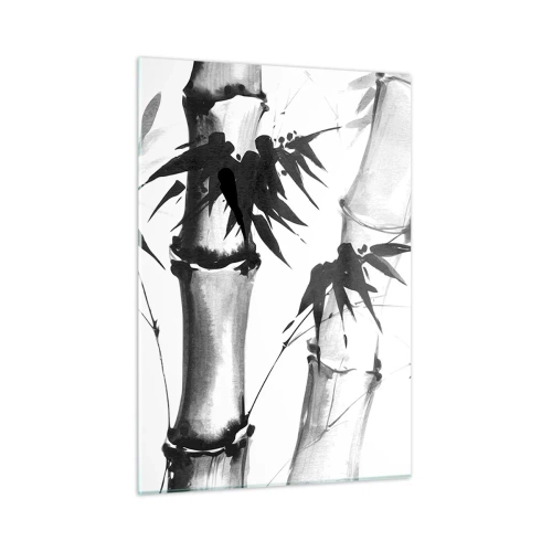 Cuadro sobre vidrio - Impresiones sobre Vidrio - Bambú en estilo tradicional - 50x70cm - Primer plano de Oriente - Decoración de pared moderna para salón y dormitorio ARTTOR